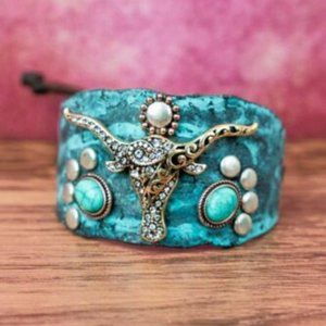 Southwestern Cuff Bracelet with Longhorn Steer
